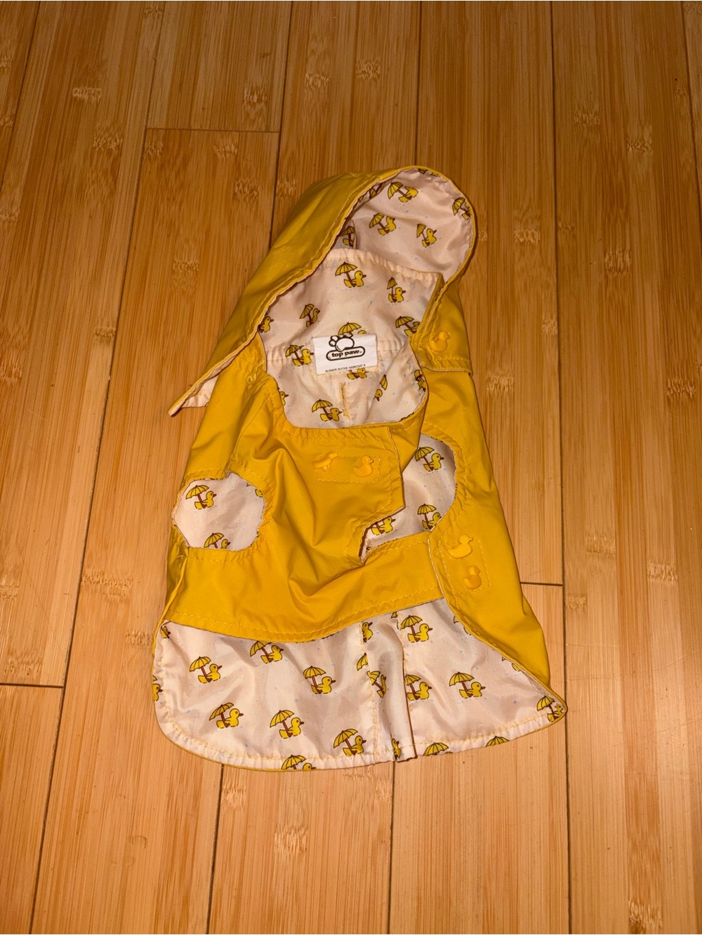 Top Paw Rubber Ducky Rain Coat, Missing 1 Duck Button, Sz S